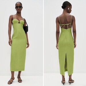 Reformation Malibu Linen Dress in Avocado